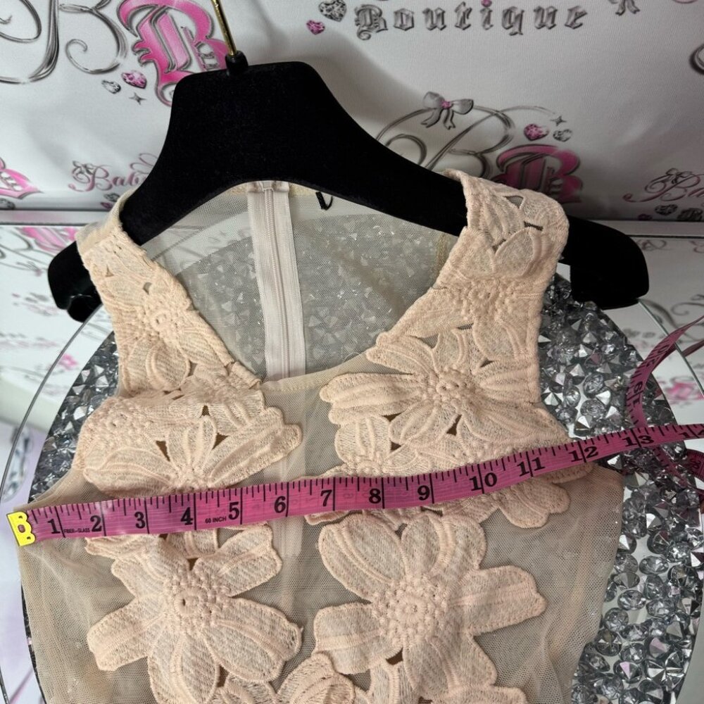 Bodysuit floral see through sexy stunning peach orange pink light nude dance - Picture 4 of 6